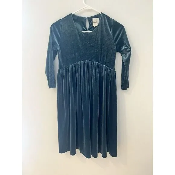 Vignette Youth 12 Velvet‎ Twirl Emerald Teal Girls Dress