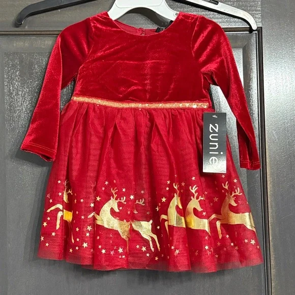 Zunie red velvet Holiday Dress NWT 18 m