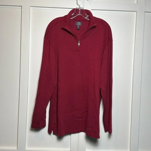 Joe Joseph Abboud Mens Burgundy 1/4 Zip Long Sleeve Pullover Sweater XLT‎