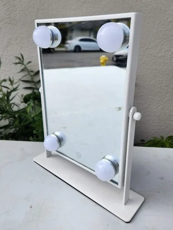 Slim LED Lighted Light Vanity Makeup Mirror White with Lights Tilt Danielle Crea