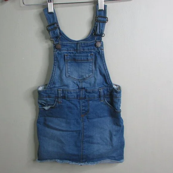 Old Navy Overall Dress Girls 4T Blue Denim Raw Hem