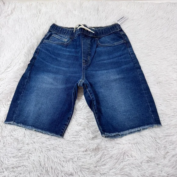 Old Navy NWT Boy's slim‎ stretch Denim Shorts adjustable waist frayed hem