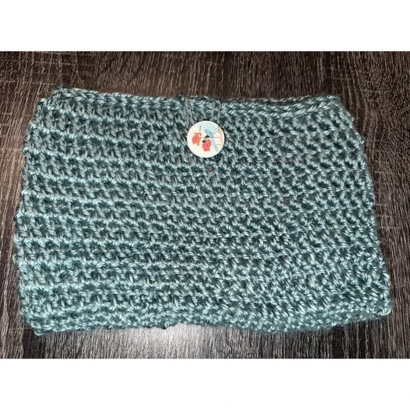 Handmade‎ Crochet Book Cover Sleeve Journal Protector Teal Blue Button Closure