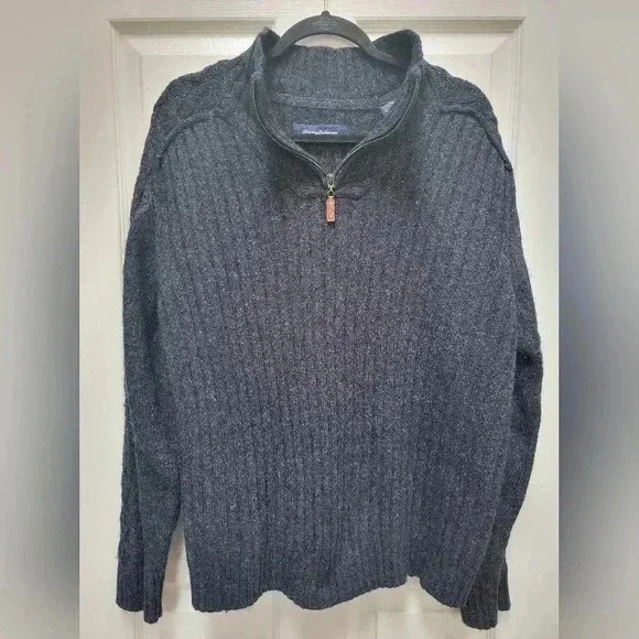 Tommy Bahama Men's Wool Silk Blend 1/4 Zip Pull Over Sweater Size XL