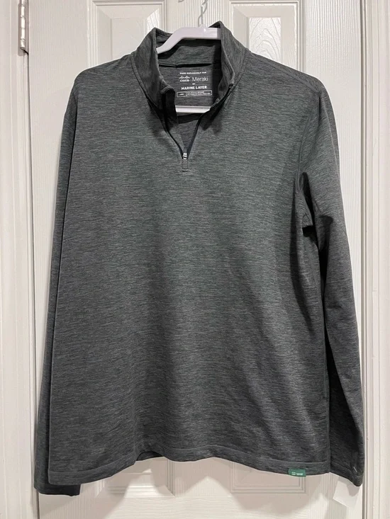 Marine Layer for Cisco Meraki Soft Spun Quarter Zip Size Large Charcoal