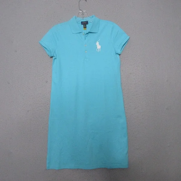 Polo Ralph Lauren Shirt Dress Girls XL‎ Big Pony Polo Mesh Blue Short Sleeve NWT