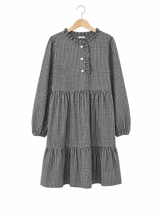 Little English Navy and White Gingham Kids Dress