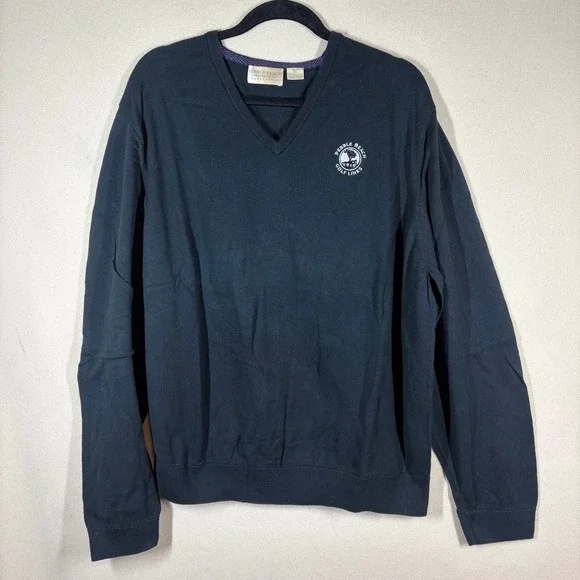 Pebble Beach Golf Bobby Jones Pima Cotton V-Neck Sweater 2X Black Preppy Classic