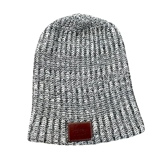 Love Your‎ Melon Speckled Knit Beanie Hat Black White Cotton USA Made