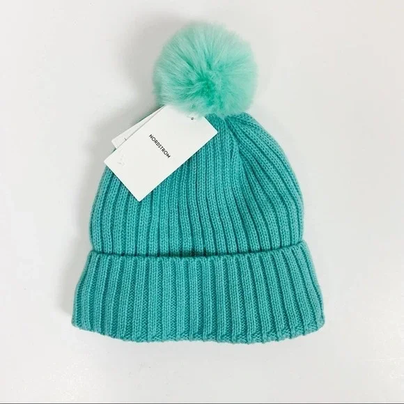 Nordstrom Rib Knit Beanie with Faux Fur Pom