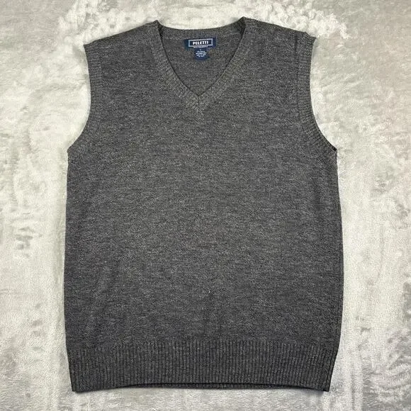 Peletti Iana Collezione Grey Merino Wool Blend Sweater Vest Size Large
