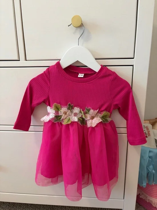 Hot Pink/Magenta Floral Dress 6-9 Months