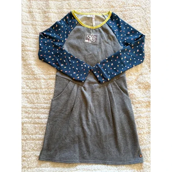 Matilda Jane Weekend With You 435‎ Girls Grey Navy Polka Dot Dress Size 12 NWT
