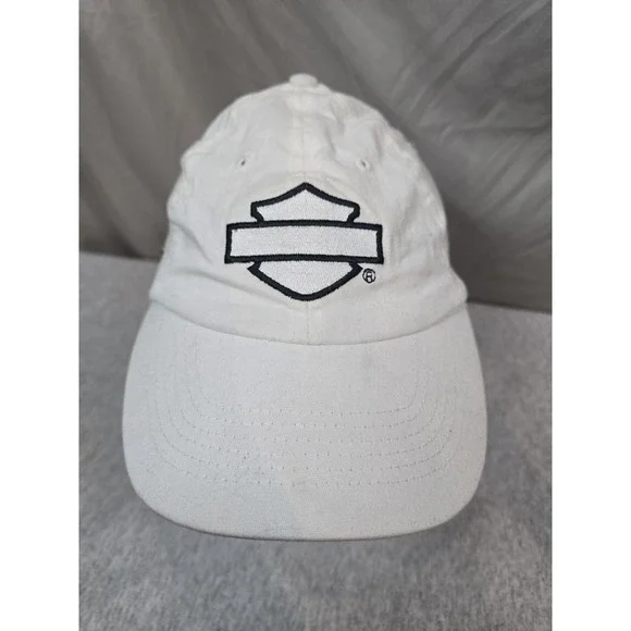 Harley Davidson Women's Adjustable Logo Cap Wings Rhinestones White