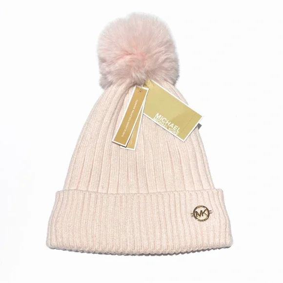 Michael Kors Pink Knit Beanie with Pom Pom