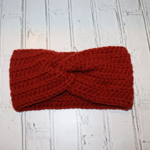 🧡🔥 Chunky Crochet Headband – Burnt Orange · Handmade · One Size