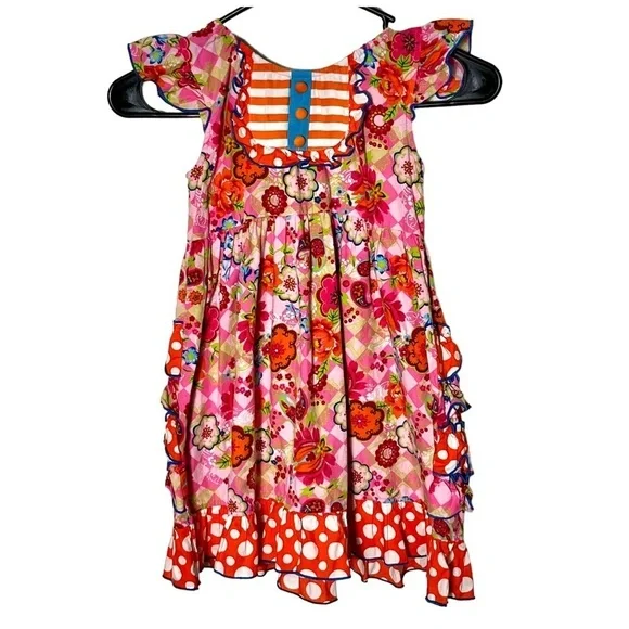 Sage & Lilly Bright Floral Dress Size 6 Orange/Pink