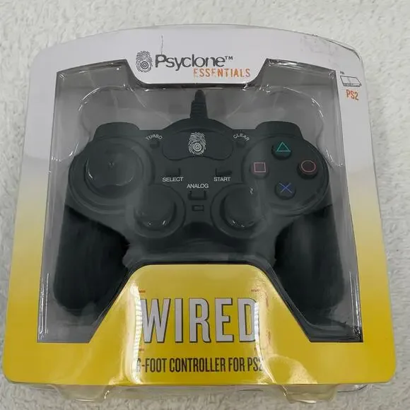 Psyclone Essentials PS2 Wired Controller Black 6ft. Cord Playstation 2 PSE02 New