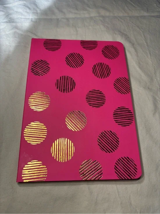 New Hot Pink Notebook with Gold Polka Dot Accents 72 Pages Journal Diary