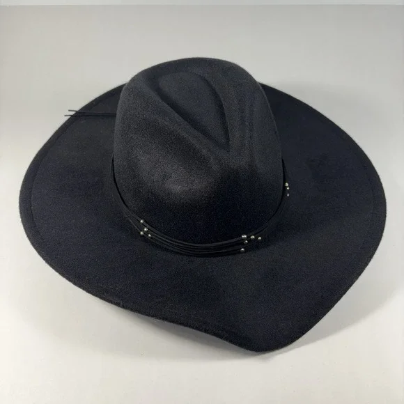 Whit Mountain Cowgirl Western Black Hat One Size Polyester Adjustable