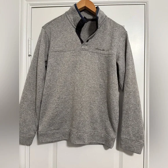 Eddie Bauer Fleece 1/4 Button Pullover Sweater Men's‎ Size M Gray
