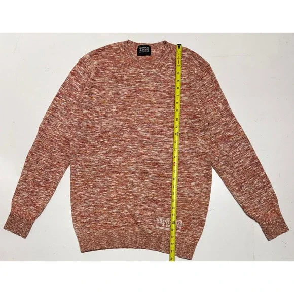 Scotch & Soda Mens Space Dye‎ Knit Crewneck Sweater Orange Red Melange Size M
