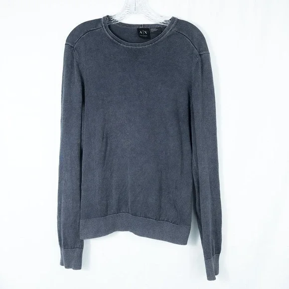 Armani Exchange Crewneck Knit Pullover‎ Sweater Mens Small Cotton Blue Gray