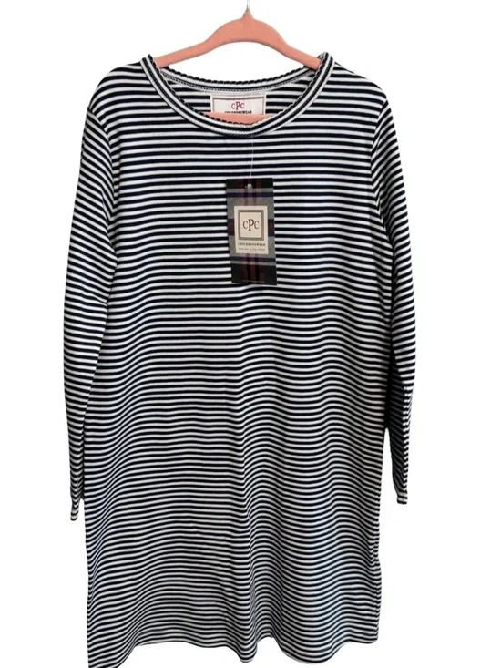 CPC Childrenswear Jillian Dress Size 7 Blue White Stripe Casual Girls Dress NWT