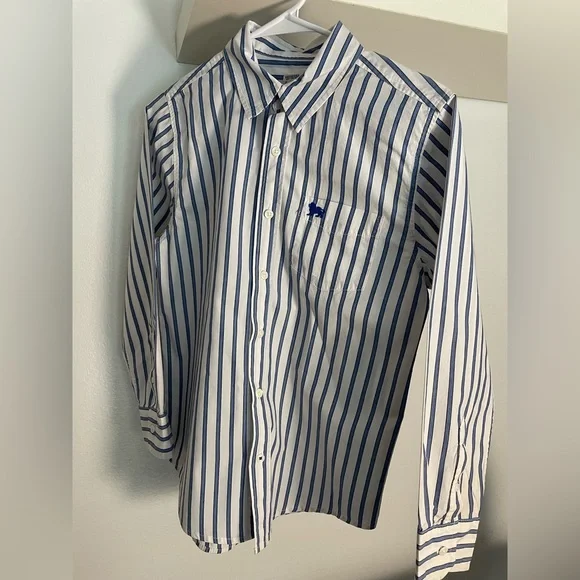 Long Sleeve striped Boys Button-down, Old Navy, blue/white size L
