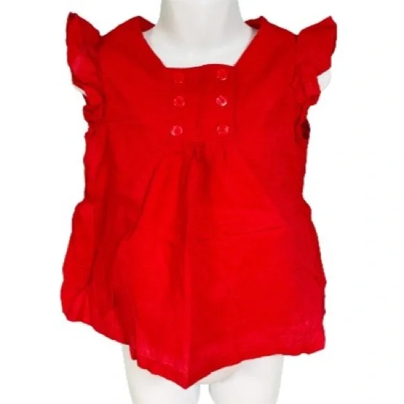 Old Navy Red Flowy Cap Sleeve Square Neck Blouse Toddler Girls Size 4T