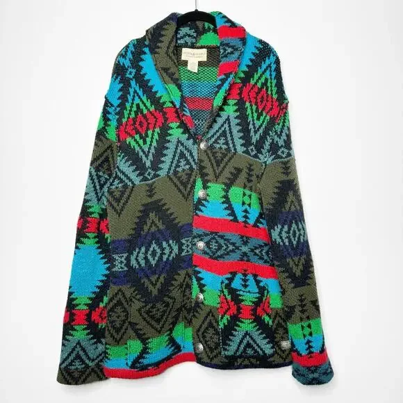 Ralph Lauren Denim & Supply Southwest Aztec Handknit Cardigan Sweater Large