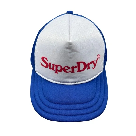 SuperDry Trucker Hat Mesh Snapback OSFM Royal Blue‎ White Red Logo Y2K Style