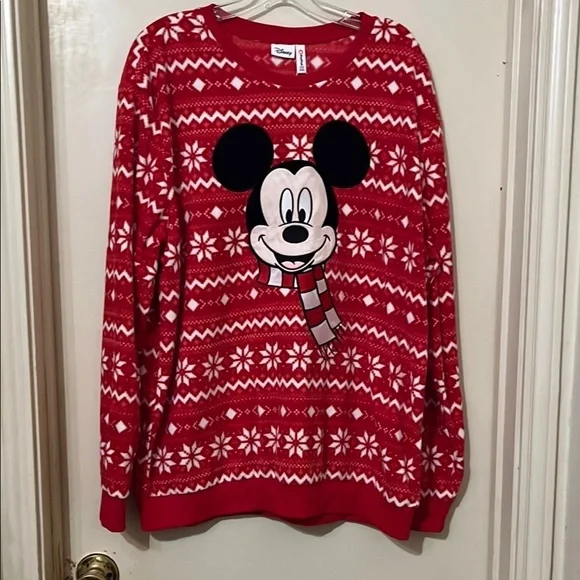 Disney Red Snowflake ❄️ Mickey Mouse Mens Sweater​
