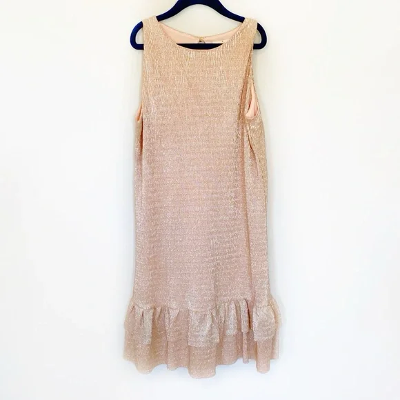 NWT Kate Spade Rose Gold Metallic Ruffle Sleeveless Sparkle Dress Girls size 12
