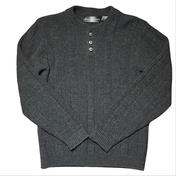 Boy's Cotton Sweater Luxury Oscar De La Renta Pullover Cable‎ Size M Dark Gray