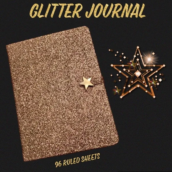 Gold/rose gold glitter & star JOURNAL NWT