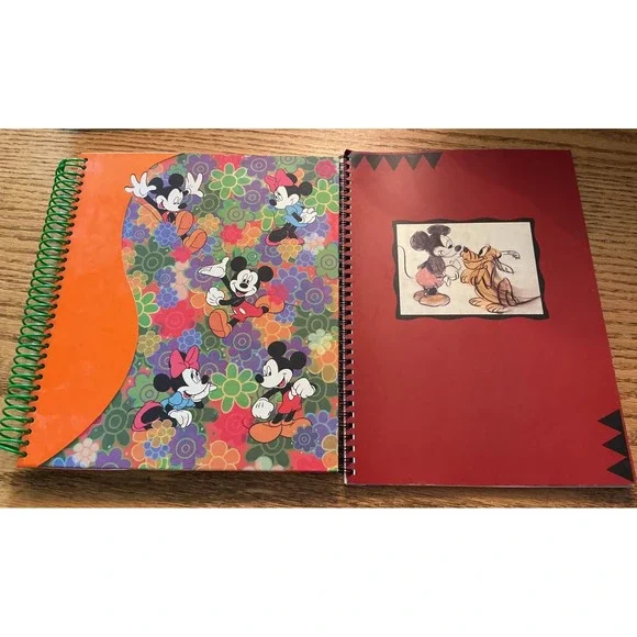 Vintage Disney Store Mickey Minnie Mouse Floral Spiral Notebook Pluto Sketch Pad
