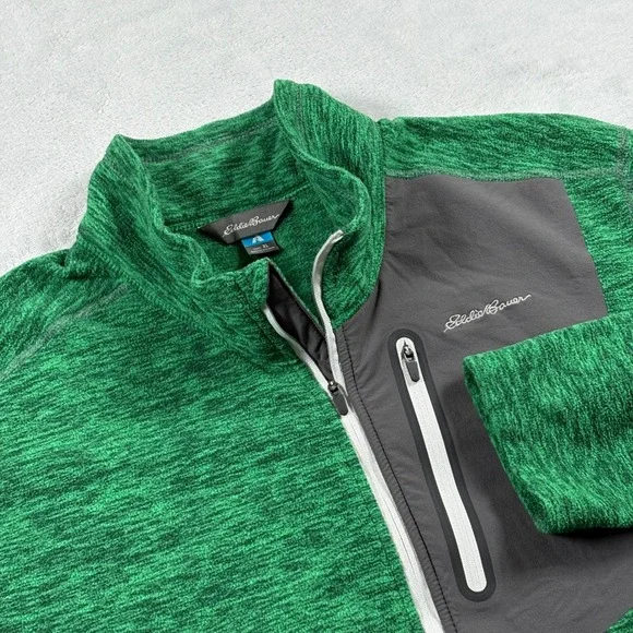 Eddie Bauer First Ascent Mens XL Green Heather 1/4 Fleece Quarter Zip Pullover
