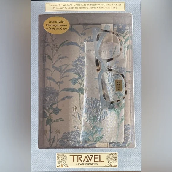 Travel Reading Glasses with Eyeglass Case with matching Journal