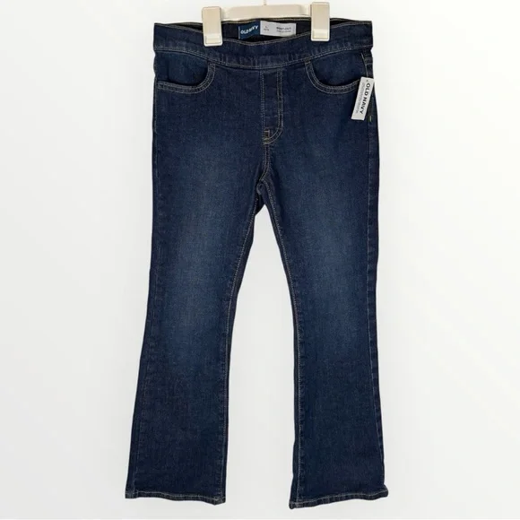 Old Navy Bootcut Built in Tough Pull On Girls Jeans Dark Wash Size L 10/12 NWT