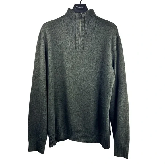 CALVIN KLEIN JEANS Men's 2010's Dark Olive Green 1/4 Zip Sweater Flawless Size L