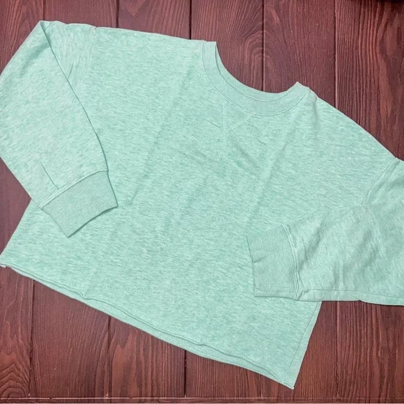 Old Navy Girls Vintage Slouchy Raw Hem Crop Sweatshirt - Mint, Size XL (14-16)