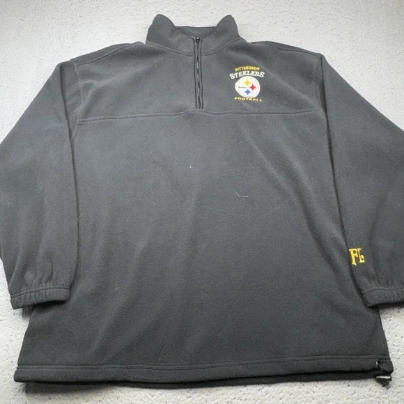 Pittsburgh Steelers Sweater Mens XL Black NFL Football 1/4 Zip Fleece NFL