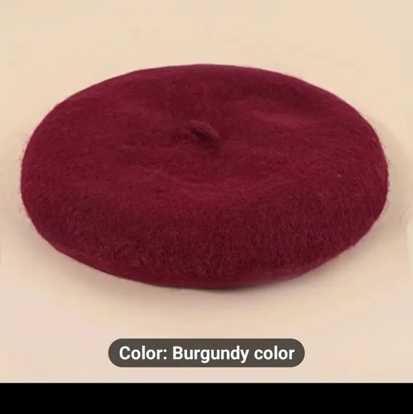 New Burgundy Acrylic FRENCH Beret Classic Tam Warm French Art Basque Beret HAT
