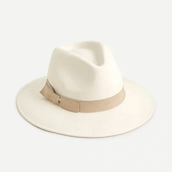 J.Crew Western Hat Ivory Grosgrain Trim Wool Made in Italy