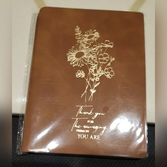 'Thank You For The Amazing Person You Are' Brown Journal with Gold Floral Design