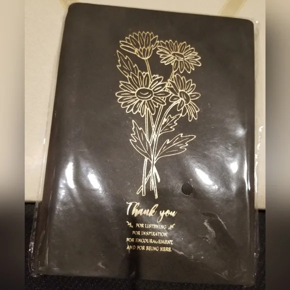'Thank You For Listening...' Black and Gold Floral Notebook