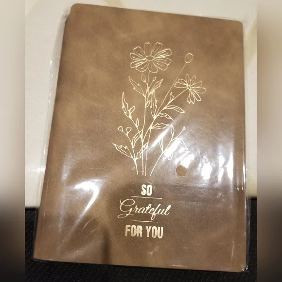 'So Grateful For You' Brown Journal with Gold Floral Design