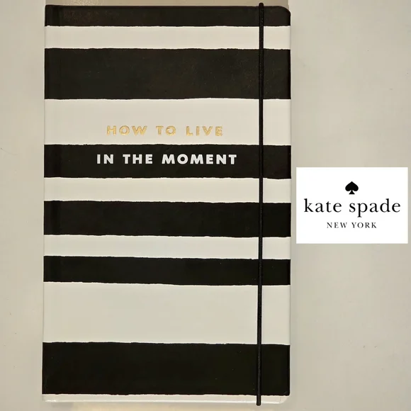 NWT Kate Spade ♠️ 'How To Live In The Moment' Black and White Striped Journal