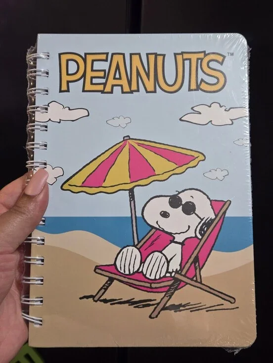 Peanuts Snoopy Beach Spiral Notebook - Light Blue & Pink